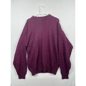 Unbranded Cotton Textured Knit Sweater Mens XL Tall Purple Made in USA